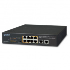 Desktop Switch Planet FSD-1008HP, 8-Port 10/100TX 802.3at PoE + 2-Port 10/100TX, 120W PoE Budget, Standard/VLAN/Extend mode, fanless, 10-inch and rack-mountable