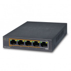 Desktop Switch Planet FSD-504HP, 4-Port 10/100Mbps 802.3af/at POE + 1-Port 10/100MBPS, 60W POE Budget, External Power Supply