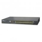 Managed stackable Switch Planet SGS-5220-24S2XR, IPv6, L2+/L4, 24-Port 100/1000X SFP with 8 Shared TP + 2-Port 10G SFP+, W / 48V Redundant Power, trunking stack up to 16 units