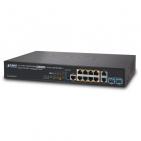 Managed Switch Planet GS-5220-8P2T2X, L3, 8-Port 10/100/1000T 802.3at PoE + 2-Port 10/100/1000T + 2-Port 10G SFP+, Hardware Layer3 OSPFv2 and IPv4/IPv6 Static Routing (240W PoE Budget, ONVIF, ERPS Ring, Cybersecurity features)