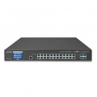 Managed Switch Planet GS-5220-24T4XVR, L2+/L4 24-Port 10/100/1000T + 4-Port 10G SFP+ with Color LCD Touch Screen, Hardware Layer3 IPv4/IPv6 Static Routing, ERPS Ring, Cybersecurity features, W / 48V Redundant Power