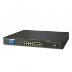 Managed Switch Planet GS-5220-16UP2XV, L2+/L4 16-Port 10/100/1000T 75W Ultra PoE + 2-Port 10G SFP+ with Color LCD Touch Screen, Hardware Layer3 IPv4/IPv6 Static Routing (400W PoE Budget, ONVIF)