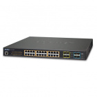 Managed Switch Planet GS-5220-24P4XR, L2+/L4, 24-Port 10/100/1000T 802.3at PoE with 4 shared SFP + 4-Port 10G SFP+, with Hardware Layer3 IPv4/IPv6 Static Routing,  W/ 48V Redundant Power (400W PoE Budget, ONVIF)