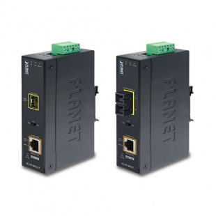 Converter Industrial Planet IGTP-802TS, IP30, 10/100/1000BASE-T to 100/1000BASE-LX with 802.3at PoE+, Single mode, 10km, -40 to 75C, 12V~48V DC power boost фото 845