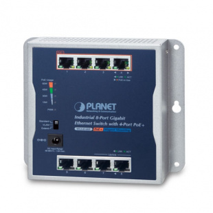 Industrial Wall-mount Gigabit Switch Planet WGS-814HP, P30, 8-Port 10/100/1000T with 4-Port 802.3at PoE+  (60W PoE Budget, Standard/VLAN/Extend mode, fanless, -20 to 60 C), 54V 72W AC power adapter included фото 437