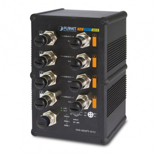 Fast Ethernet POE Switch Planet ISW-804PT-M12, IP67 rated, 8-Port 10/100Mbps M12, -40 to 75 degree C фото 852