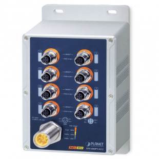 Industrial PoE+ Switch Planet ISW-808PT-M12, IP67-rated, 8-Port 10/100TX M12 802.3at, -40~75 degrees C, dual 12~56V power boost фото 899