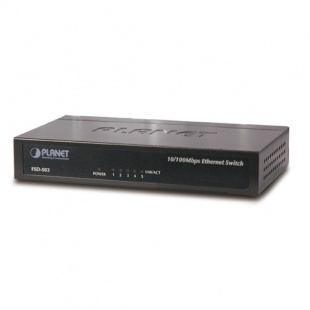 Fast Ethernet Switch Planet FSD-503, 5-Port 10/100Mbps, Metal фото 444