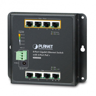Gigabit Wall-mount Switch Planet WGS-804HP, IP30, 8-Port with 4-Port 802.3AT POE+, -10 to 60 C, dual redundant power input on 48-56V DC terminal block and power jack фото 434
