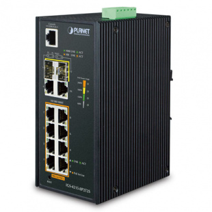 Industrial Managed Switch Planet IGS-4215-8P2T2S, IP30, L2/L4, 8-Port 10/100/1000T 802.3at PoE + 2-Port 10/100/100T + 2-Port 100/1000X SFP, -40~75 degrees C, dual redundant power input on 48~56VDC terminal block, SNMPv3, 802.1Q VLAN, IGMP Snooping, SSL фото 803