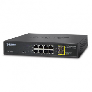 Gigabit Ethernet Switch Planet GSD-1020S, IPv6, Managed, 8-Port 10/100/1000Mbps + 2-Port 100/1000X SFP, Internal Power Supply фото 343