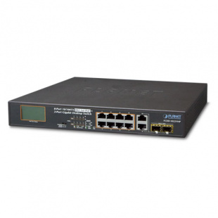 Combo Desktop Switch Planet FGSD-1022VHP, 8-Port 10/100TX 802.3at PoE + 2-Port Gigabit TP/SFP with LCD PoE Monitor (120W) фото 411