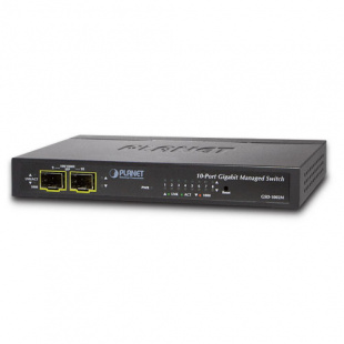 Gigabit Desktop Ethernet Switch Planet GSD-1002M, IPv6, Managed, 8-Port 10/100/1000Mbps + 2-Port 100/1000X SFP, POE PD, External PWR фото 342